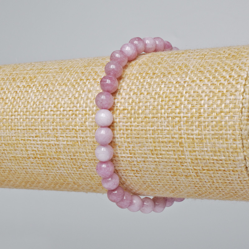 Kunzit-Armband (künstlich) glatte Perle, Durchmesser ca. 6 mm, Länge ca. 18 cm, Stretcharmband