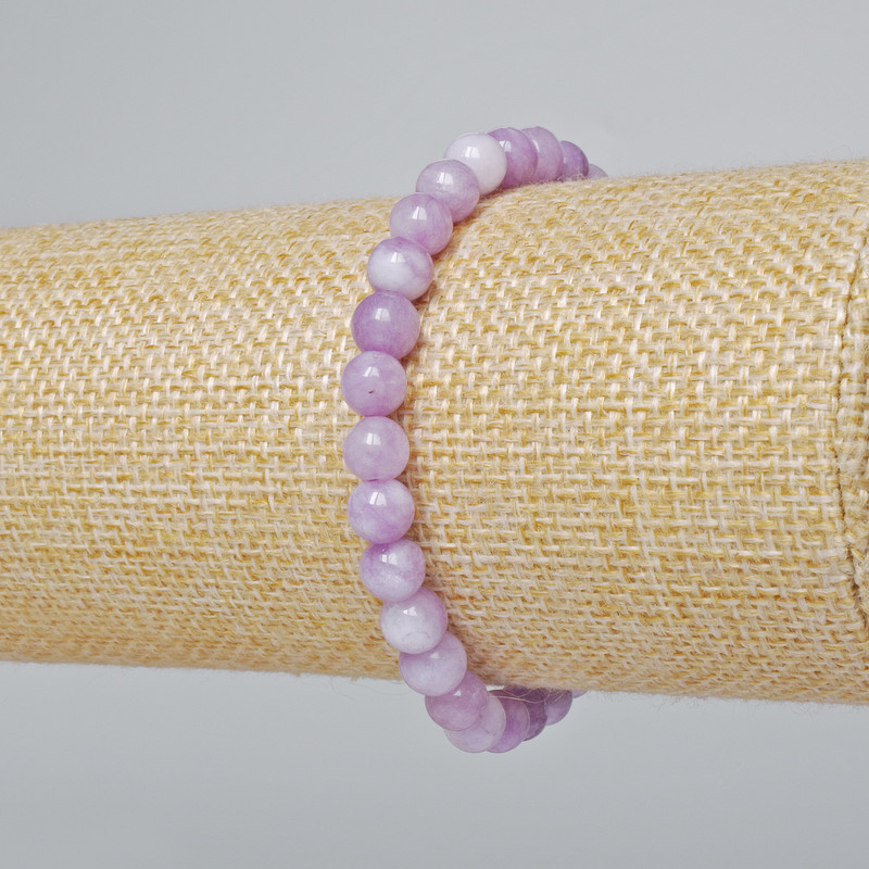 Kunzit-Armband (künstlich) mit glatten Kugeln, Durchmesser ca. 6 mm, Länge ca. 18 cm (Stretcharmband)