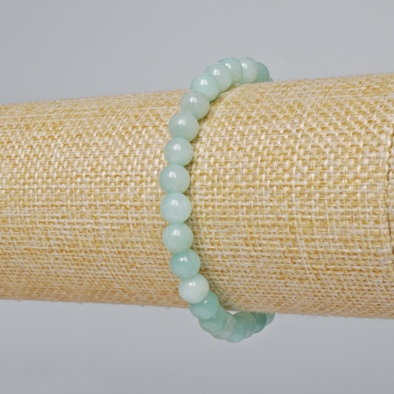 Armband aus Amazonit-Imitation (künstliches Acryl) glatte Kugel, Durchmesser ca. 6,5 mm, Länge ca. 18 cm (Stretch)