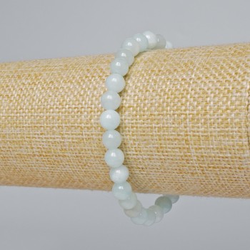Aquamarin-Armband aus künstlichem Acryl, glatte Kugel, Ø ca. 6 mm, Länge ca. 18 cm (Stretch)