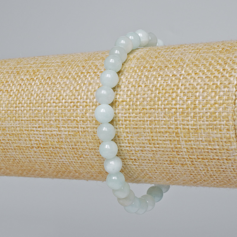 Aquamarin-Armband aus künstlichem Acryl, glatte Kugel, Ø ca. 6 mm, Länge ca. 18 cm (Stretch)