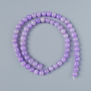 Acryl-Perlen Amethyst (künstlich) glatte Kugeln, Durchmesser 6,5 mm, Länge ca. 39 cm – auf Faden