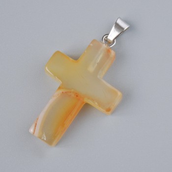 Anhänger «Kreuz» aus Karneol Naturstein, Abmessungen ca. 25×18 mm, Länge ca. 34 mm