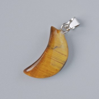Anhänger "Mond" aus Tigerauge Naturstein, Durchmesser 18×10 mm ±, Länge ca. 25 mm ±