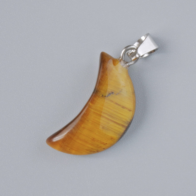 Anhänger "Mond" aus Tigerauge Naturstein, Durchmesser 18×10 mm ±, Länge ca. 25 mm ±