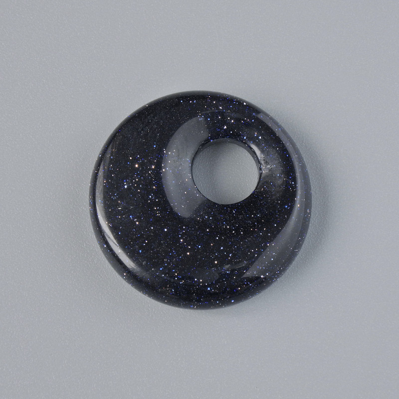 Anhänger Donut-Form Aventurin Nacht von Kairo (synthetischer Stein), Durchmesser 18×5 mm ±, Lochdurchmesser ca. 5 mm ±