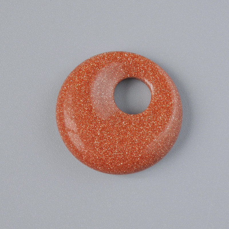 Donut-Anhänger aus synthetischem Aventurin Goldener Sand, Stein, Durchmesser 18×5 mm ±, Lochdurchmesser 5 mm ±