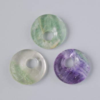 Donut-Anhänger (Bagel-Form) Fluorit Naturstein, Durchmesser 18×5 mm ±, Lochdurchmesser ca. 5 mm