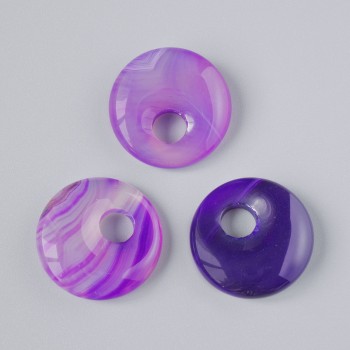 Donut-Anhänger (Bagel) aus violettem Achat, Naturstein, Durchmesser 18×5 mm ±, Lochdurchmesser 5 mm ±