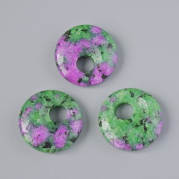 Donut-Anhänger (Bagel) Zoisit, Naturstein, Durchmesser 18 × 5 mm, Lochdurchmesser 5 mm +/-