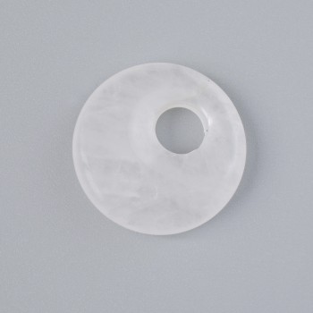 Donut-Anhänger (Bagel) aus Bergkristall, Naturstein, Durchmesser ca. 18 × 5 mm, Lochdurchmesser ca. 5 mm
