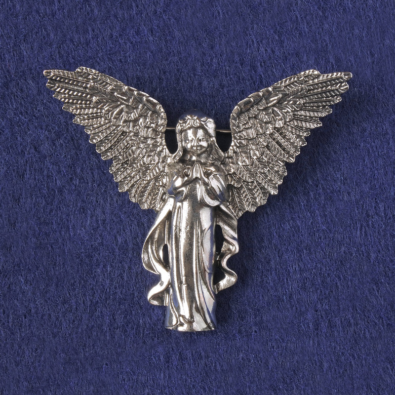Brosche-Anhänger Engel silberfarbenes Metall 43×50 mm+