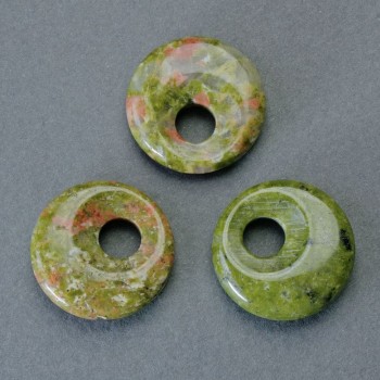 Donut-Anhänger (Bagel-Form) aus Heliotrop-Jaspis, natürlicher Stein, Durchmesser 18×5 mm ±, Lochdurchmesser 5 mm ±