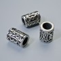 Perle mit Öse Skandinavische Rune, Durchmesser 13×10 mm, Lochdurchmesser 6 mm, silberfarbenes Metall, 1 Stück