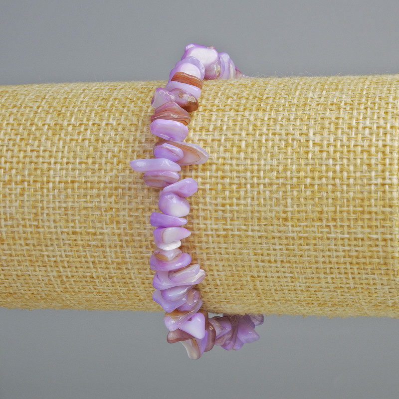 Stretcharmband aus getöntem violettem Perlmutt, Perlmuttchips, Durchmesser 7×2 mm, Länge ca. 18 cm (Stretch)