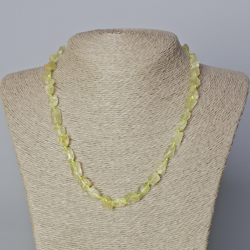 Kette aus Zitronenquarz, Naturstein, facettierte Perlen, Durchmesser 9×10 mm ±, Länge 45–48 cm ±