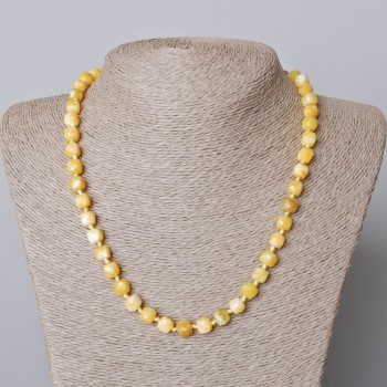 Halskette aus gelbem Jadeit, facettierte Würfelperlen, Durchmesser 7 mm ±, Länge 45–49 cm+