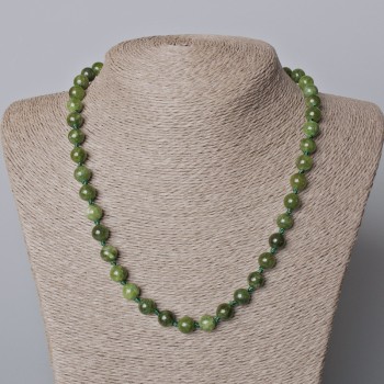 Halskette aus Jadeit – natürliche Jadeitkugeln, glatte Kugeln, Durchmesser 8 mm, Länge 45–49 cm