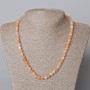 Kette aus getöntem Rosenquarz, glatte Kugeln, Durchmesser 6,5 mm, Länge 45–48 cm