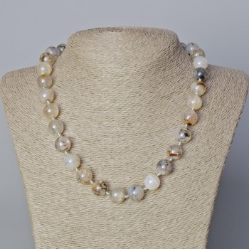 Achat-Drachenvenen-Kette, glatte Kugeln, Ø ca. 12 mm, Länge 45–48 cm