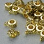 Bale-Halter, Durchmesser 6×5 mm, Lochdurchmesser 1,8 mm und 3,7 mm, Länge 10 mm, goldfarbener Metallton, Packung ca. 20 g ± 30 Stück +
