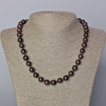 Granat-Halskette aus glatten Kugeln, Durchmesser 10,5 mm, Länge 45–48 cm
