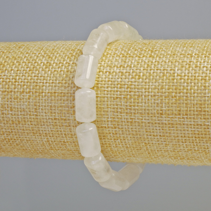 Armband aus Bergkristall, zylindrisch, Durchmesser 8×14 mm ± (Stretch), Länge 18 cm+