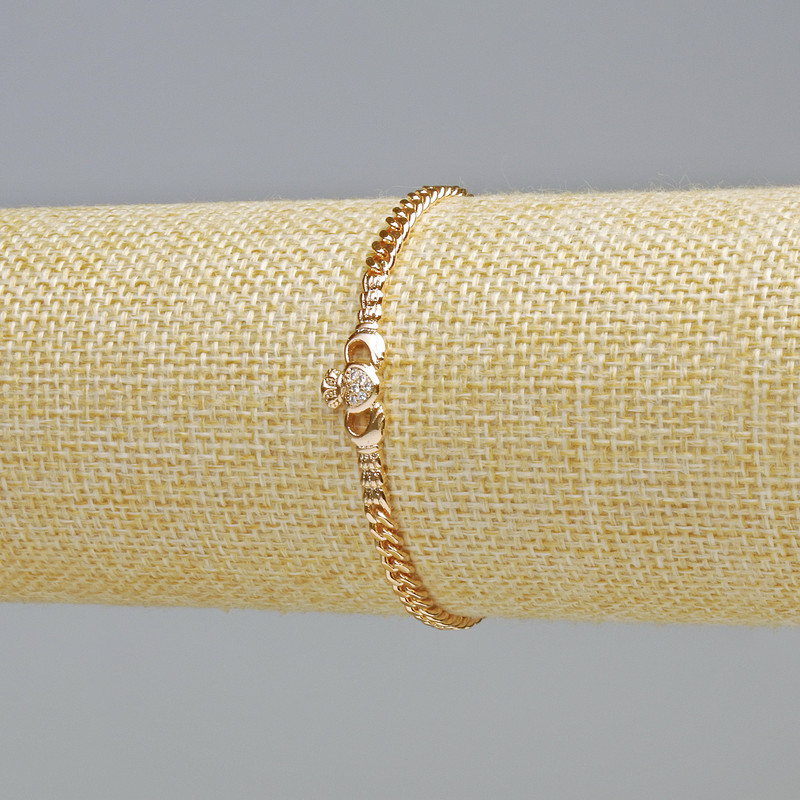 Armband Xuping 18K-Vergoldung mit weißen Strasssteinen, Dicke 3,8 mm, 8 mm (±), Länge 16 cm