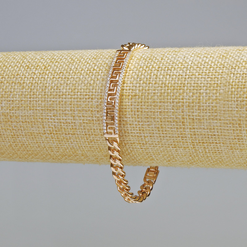 Armband Xuping mit 18K-Vergoldung und weißen Strasssteinen, Dicke 6–7 mm, Länge 19 cm
