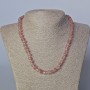 Kette Erdbeerquarz, natürlicher Stein, facettierte Rondellen mit Glasperlen, Durchmesser 8×6 mm ±, Länge 45–47 cm+
