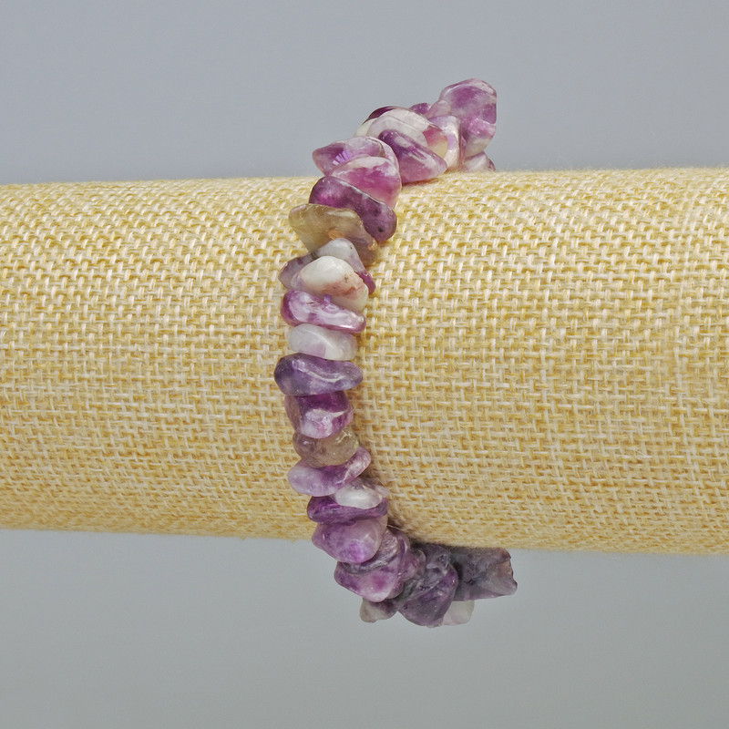 Armband aus Phosphosiderit – Naturstein-Chips, Durchmesser ca. 11×3 mm, Elastikarmband, Länge ca. 18 cm