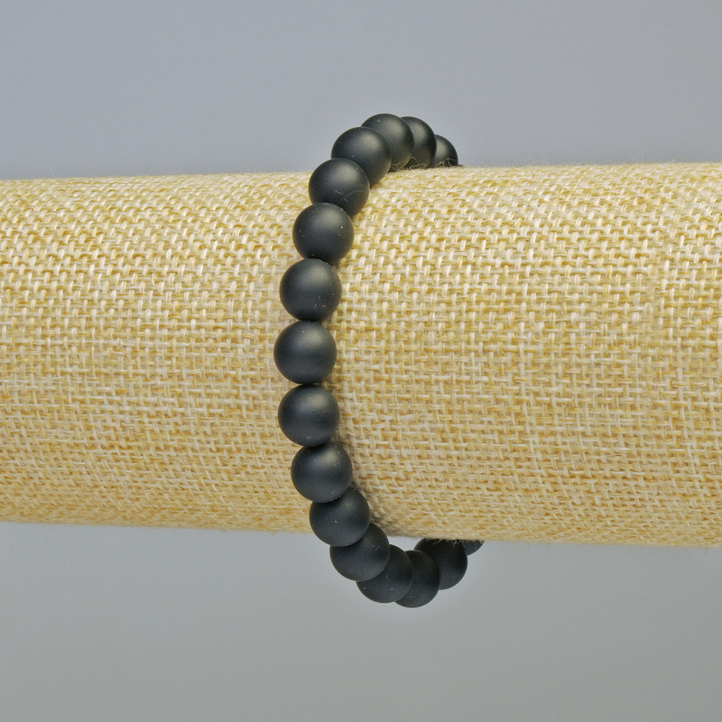 Shungit-Armband (künstlich) mit glatten Kugeln, Durchmesser 8 mm