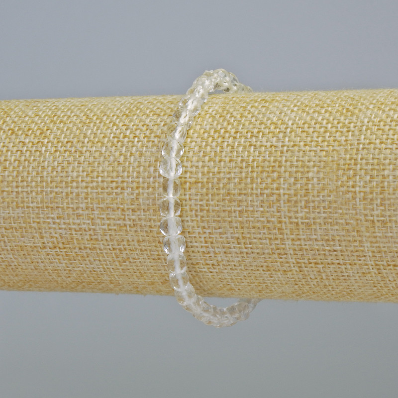 Armband Bergkristall Naturstein, facettierte Würfel, Durchmesser ca. 4,5 mm ± (Stretcharmband), Länge ca. 18 cm+
