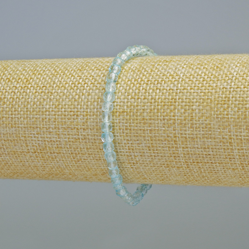 Armband aus natürlichem Topas, facettierter Würfel, Durchmesser ca. 4 mm, Stretch-Basis, Länge ca. 18 cm