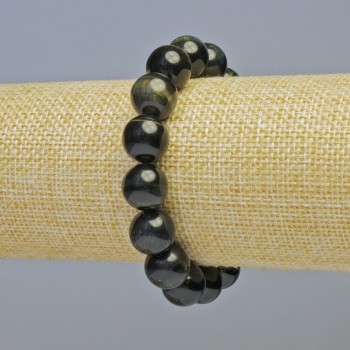 Armband aus Falkeauge, natürlicher Stein, glatte Kugeln, Durchmesser ca. 12 mm ± (Elastik), Länge ca. 18 cm+
