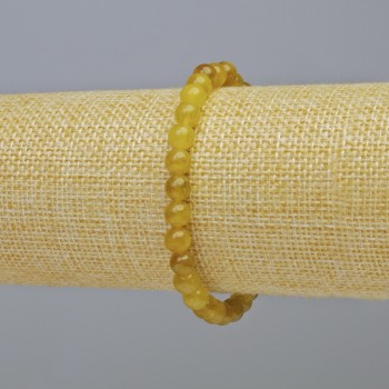 Armband aus Gelbem Quarz, glatte Kugeln Ø ca. 6 mm, Länge ca. 18 cm (Stretch-Armband)