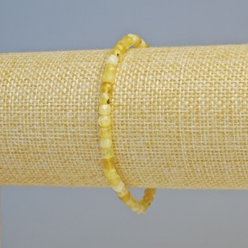 Armband aus gelbem Opal, Naturstein, facettierte Würfel, Durchmesser 4 mm ± (Stretch), Länge 18 cm+