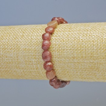 Armband aus Erdbeerquarz, Naturstein, facettierte Perlen, Durchmesser 9×10 mm ± (Stretch), Länge 18 cm+
