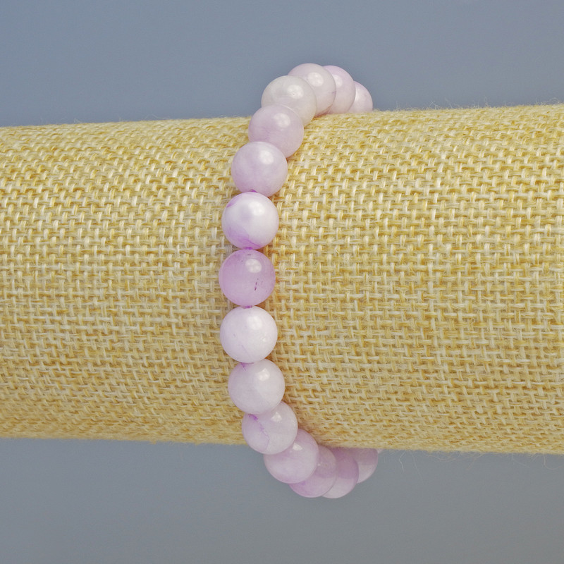 Armband Kunzit (künstlich) glatte Kugeln, Durchmesser ca. 8 mm ± (Elastik), Länge ca. 18 cm+