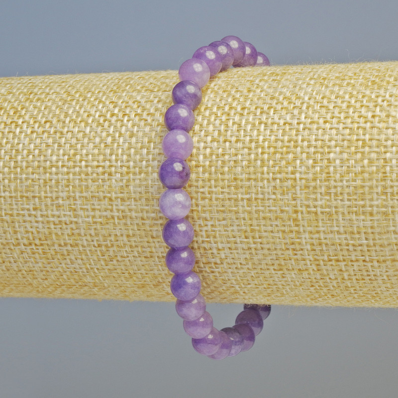 Lepidolith-Armband (gepresst) glatte Kugeln, Durchmesser ca. 6,5 mm +/- (Elastikband), Länge ca. 18 cm+