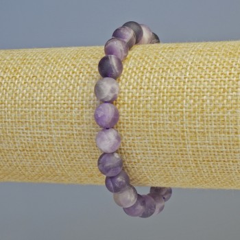 Armband aus Amethyst, natürlicher Stein – matte glatte Kugel, Durchmesser ca. 8,5 mm ± (Elastisch), Länge ca. 18 cm+
