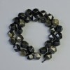 Sonnen-Obsidian-Perlen aus Naturstein, facettierte, Durchmesser 10x12 mm, Länge ca. 37 cm, auf Schnur