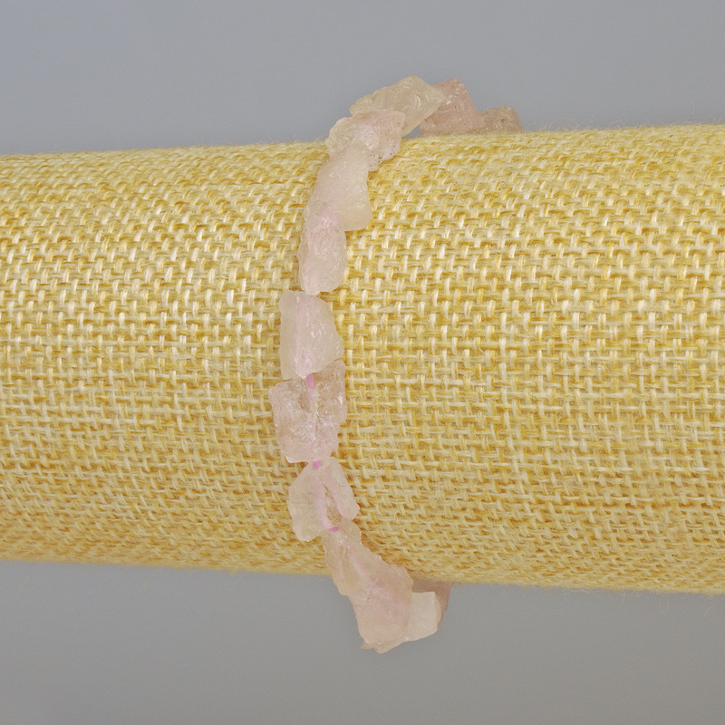 Rosenquarz-Armband, natürlich getrommelte Perlen, Durchmesser ca. 8×10 bis 12×17 mm ± (Elastisch), Länge 18 cm+