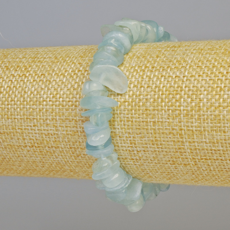 Armband aus natürlichem Aquamarin-Chips, Größe 11×3 mm ± (Stretch), Länge 18 cm+