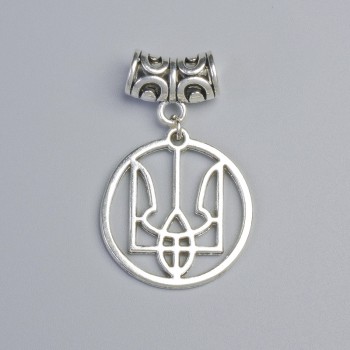 Anhänger „Wappen“, Durchmesser ca. 25 mm, Länge ca. 40 mm, silberfarbener Metallton