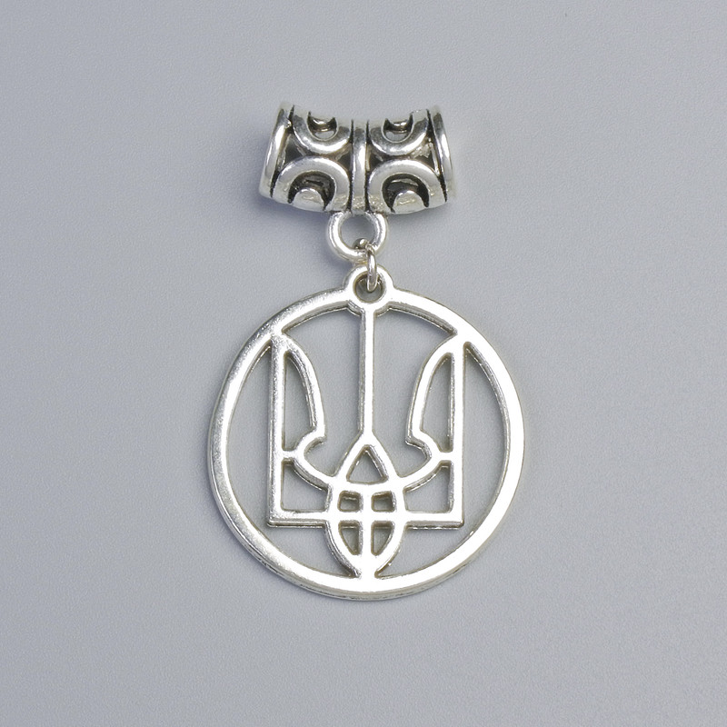 Anhänger „Wappen“, Durchmesser ca. 25 mm, Länge ca. 40 mm, silberfarbener Metallton
