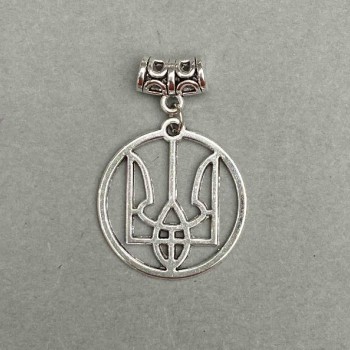 Anhänger „Wappen“, Durchmesser ca. 25 mm, Länge ca. 40 mm, silberfarbener Metallton