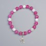 Armband aus Turmalin Rubelit und Perlmutt, Durchmesser 8 mm, 7,5 mm ± (elastisch), Länge 18 cm ± mit Metalleinlagen
