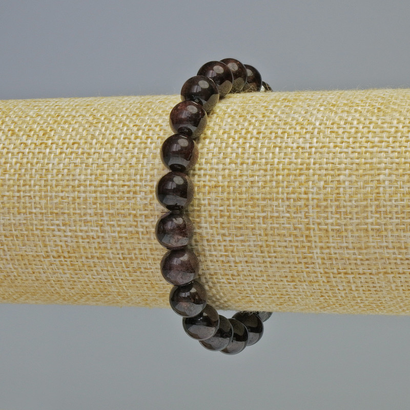 Armband aus natürlichem Granat, glatte Kugeln, Durchmesser 12,5 mm ± (Dehnband), Länge 18 cm+