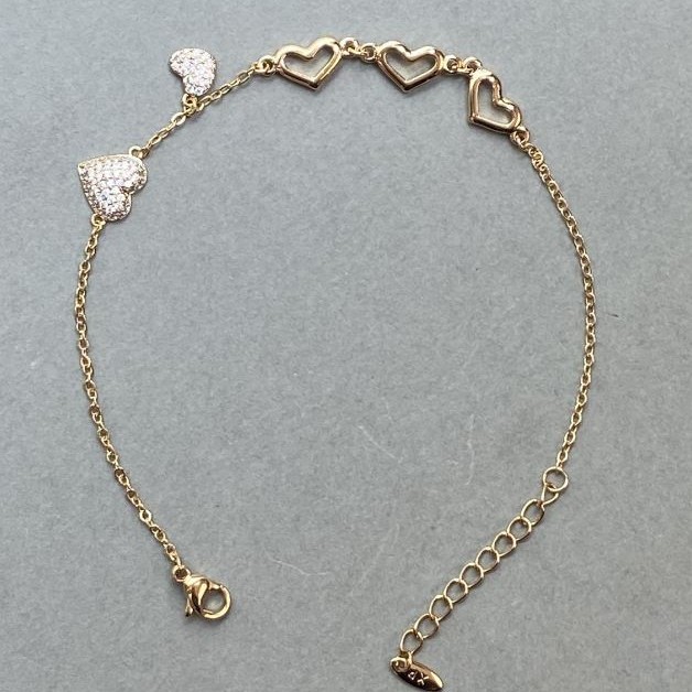 Armband «Herz» Xuping Vergoldung 18K, Länge 18–21 cm, Dicke 1,5 mm, mit Strasssteinen